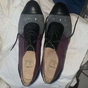 Purple Grey & Black Lace Up Booties